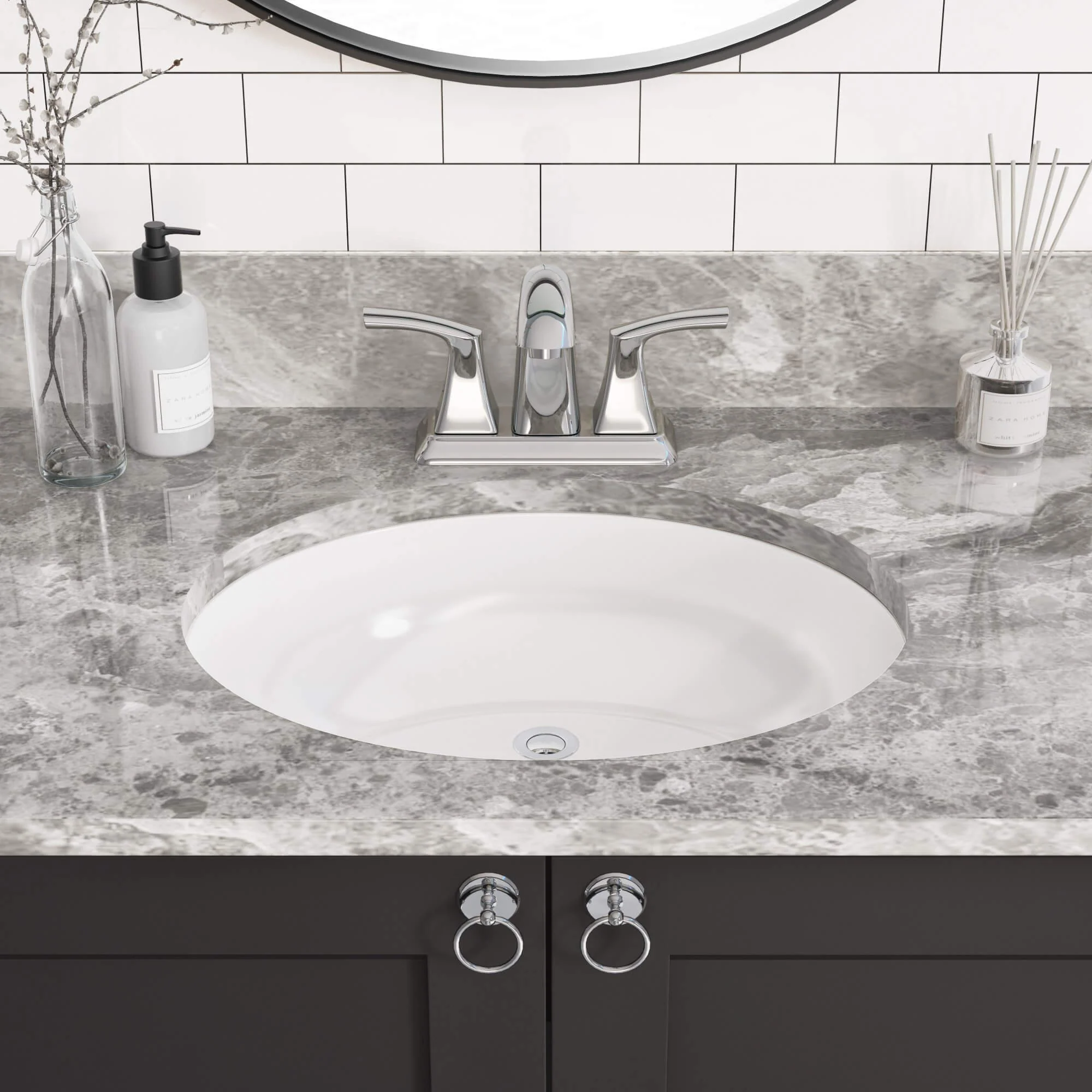 Centerset Two Handle Bathroom Faucet with Pop-up Drain in Chrome, A-6560-C - Image 5