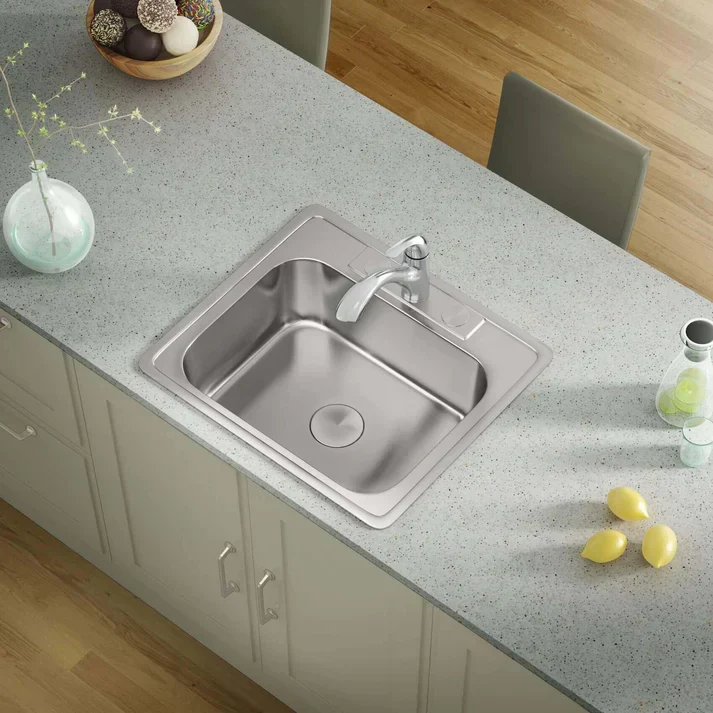 25" Top Mount Stainless Steel 3-Hole Single Bowl ADA Kitchen Sink, ADA-TOP-2522-S - Image 3