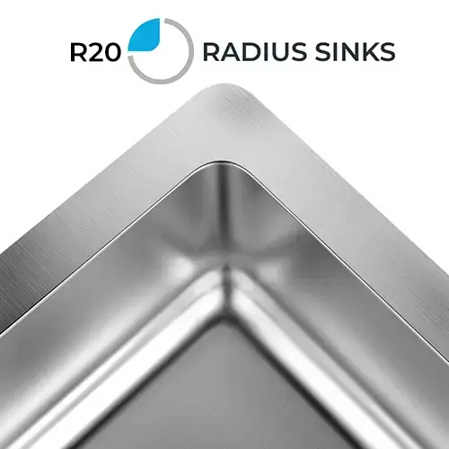 23" Small Steel Undermount Stainless Single Bowl Kitchen Sink, KH-2318-9-S-R20 - Image 4