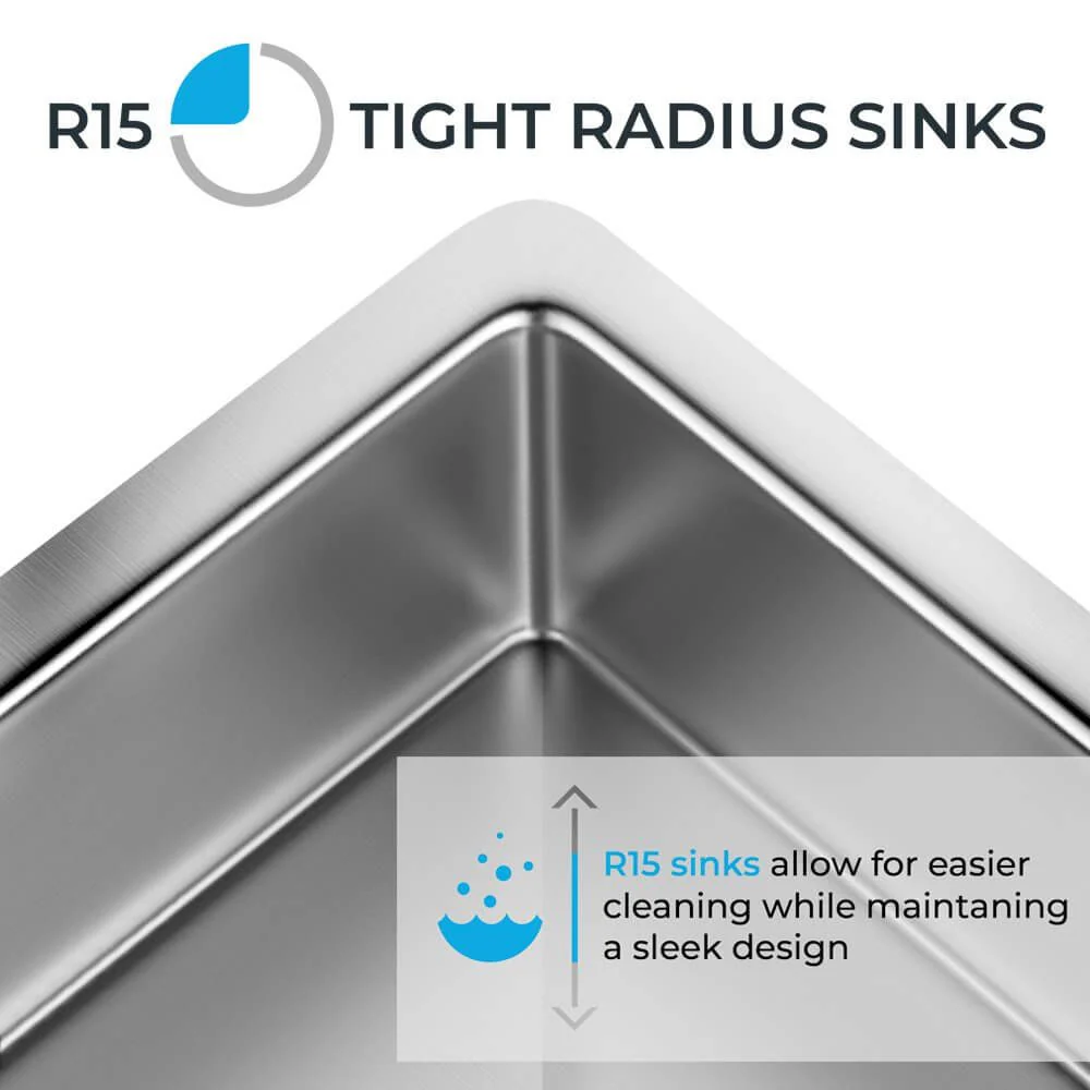 30" Large Workstation Undermount Stainless Steel Kitchen Sink, KHWS-3018-10-S-R15 - Image 5